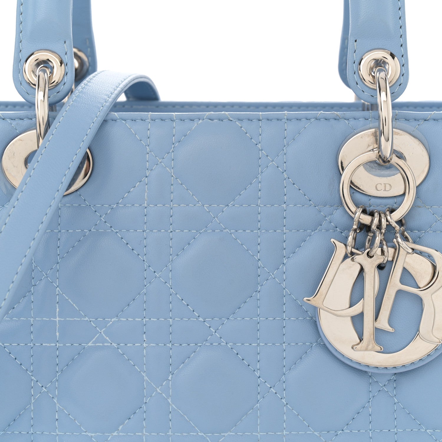 Christian Dior Lambskin Cannage Medium Lady Dior Light Blue 8 of 12