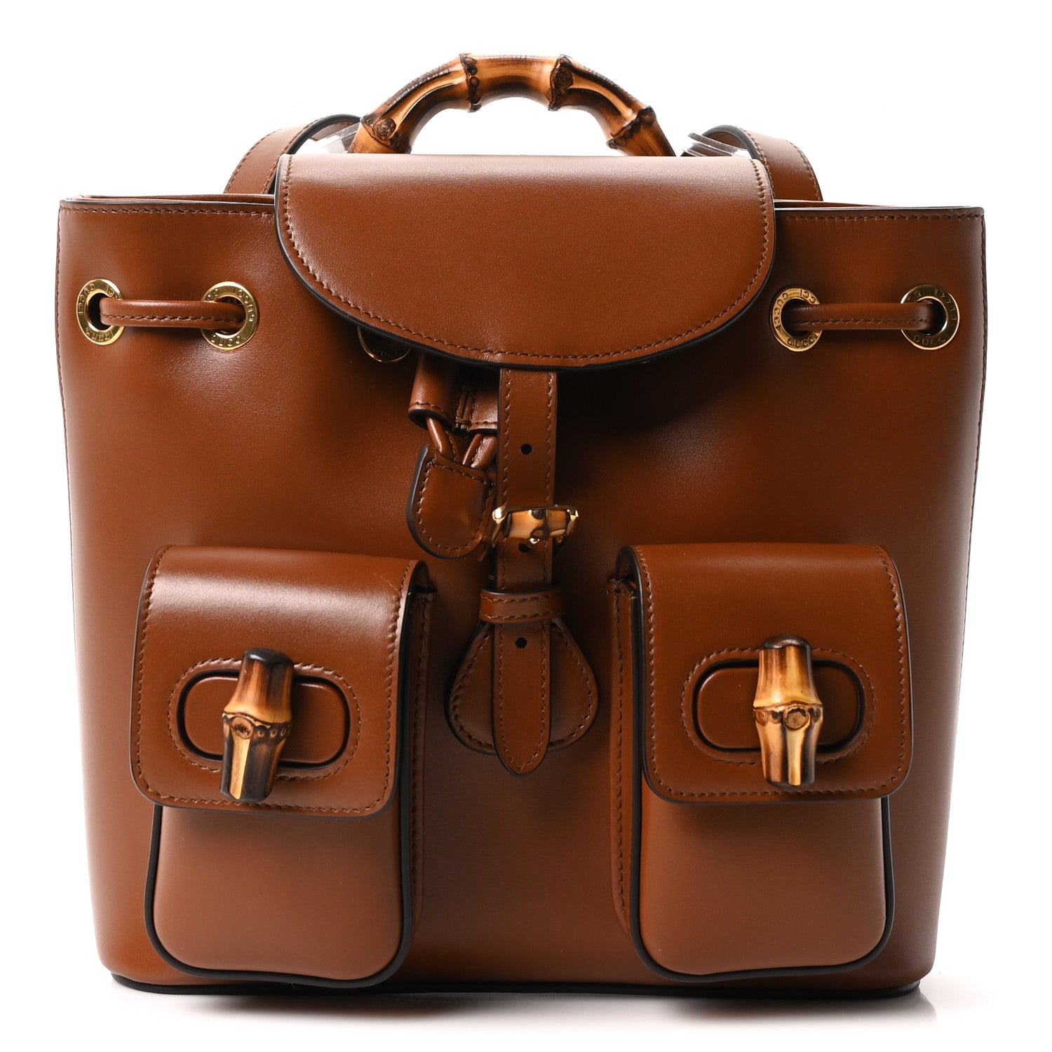Gucci Calfskin Bamboo Backpack Brown 1 of 10
