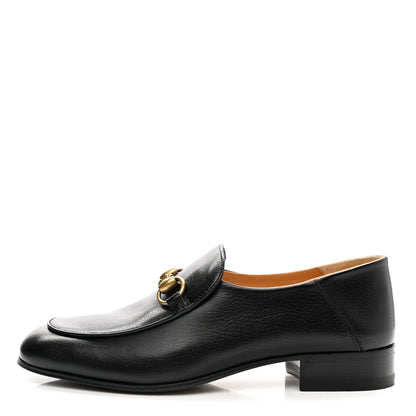 Gucci Goatskin Womens Horsebit Mid-Heel Loafers 37.5 Black 1 of 9