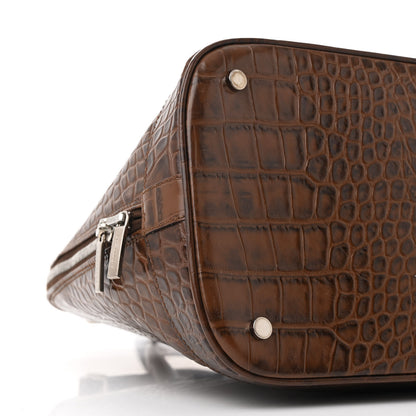 Burberry Crocodile Embossed Calfskin Large Bowler Bag Brown 9 of 11