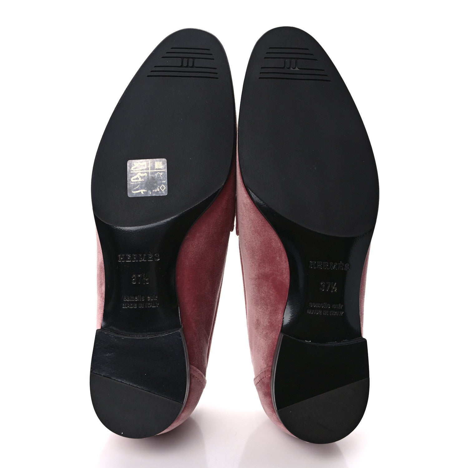Hermes Velvet Womens Paris Loafers 37.5 Bois de Rose 5 of 9