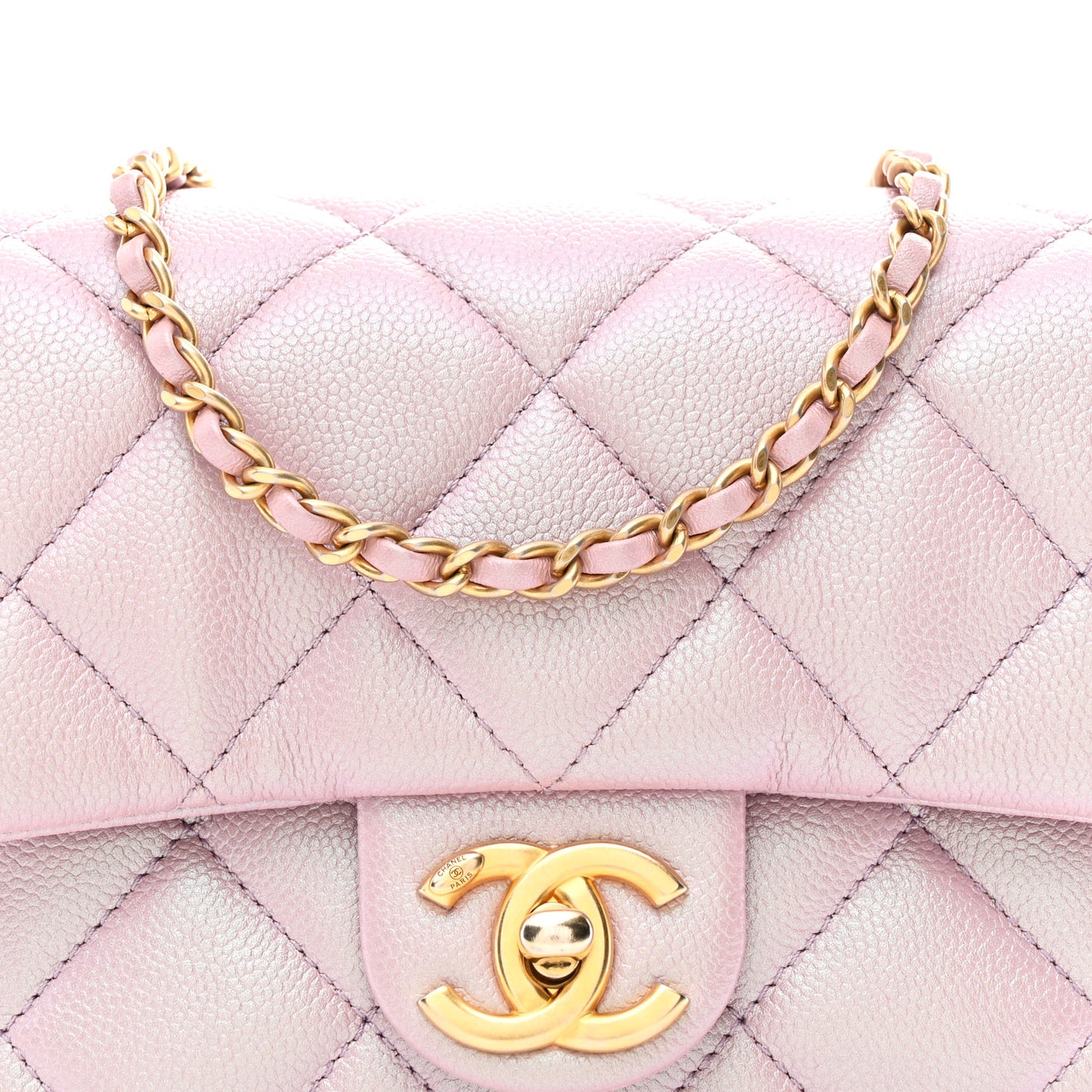 Iridescent Caviar Quilted Mini My Perfect Flap Pink