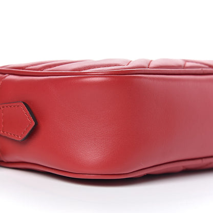 Gucci Calfskin Matelasse Mini GG Marmont Chain Shoulder Bag Hibiscus Red 7 of 8