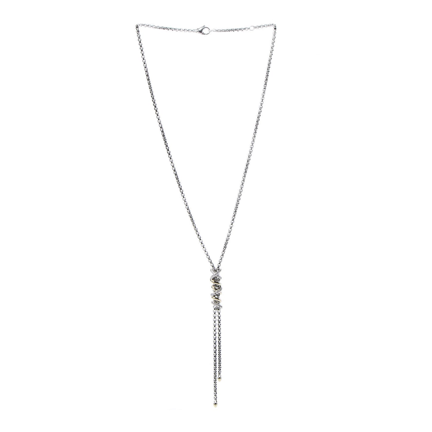 Sterling Silver 18K Yellow Gold Diamond Helena Y Necklace