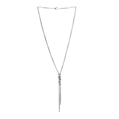 David Yurman Sterling Silver 18K Yellow Gold Diamond Helena Y Necklace 3 of 7