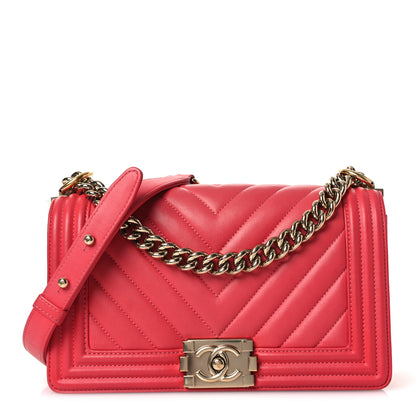 Chanel Calfskin Chevron Quilted Medium Boy Flap Pink 1 of 16