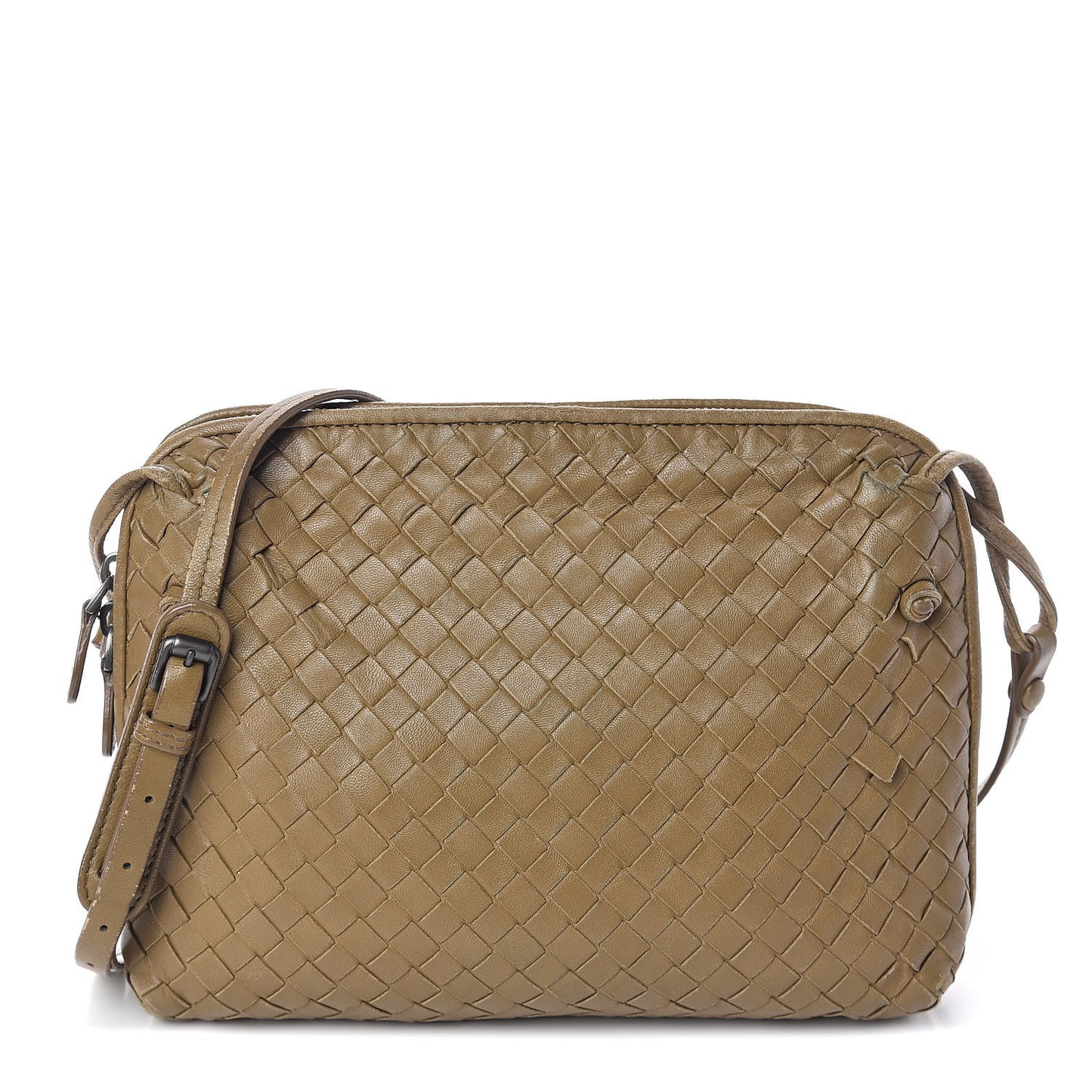 Nappa Intrecciato Nodini Crossbody Messenger Green