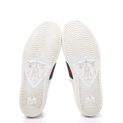 Gucci Calfskin Ayers Bee Embroidered Womens Ace Sneakers 37 White Green 5 of 8