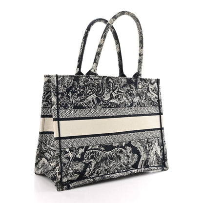 Christian Dior Canvas Embroidered Medium Toile De Jouy Reverse Book Tote Blue 3 of 9