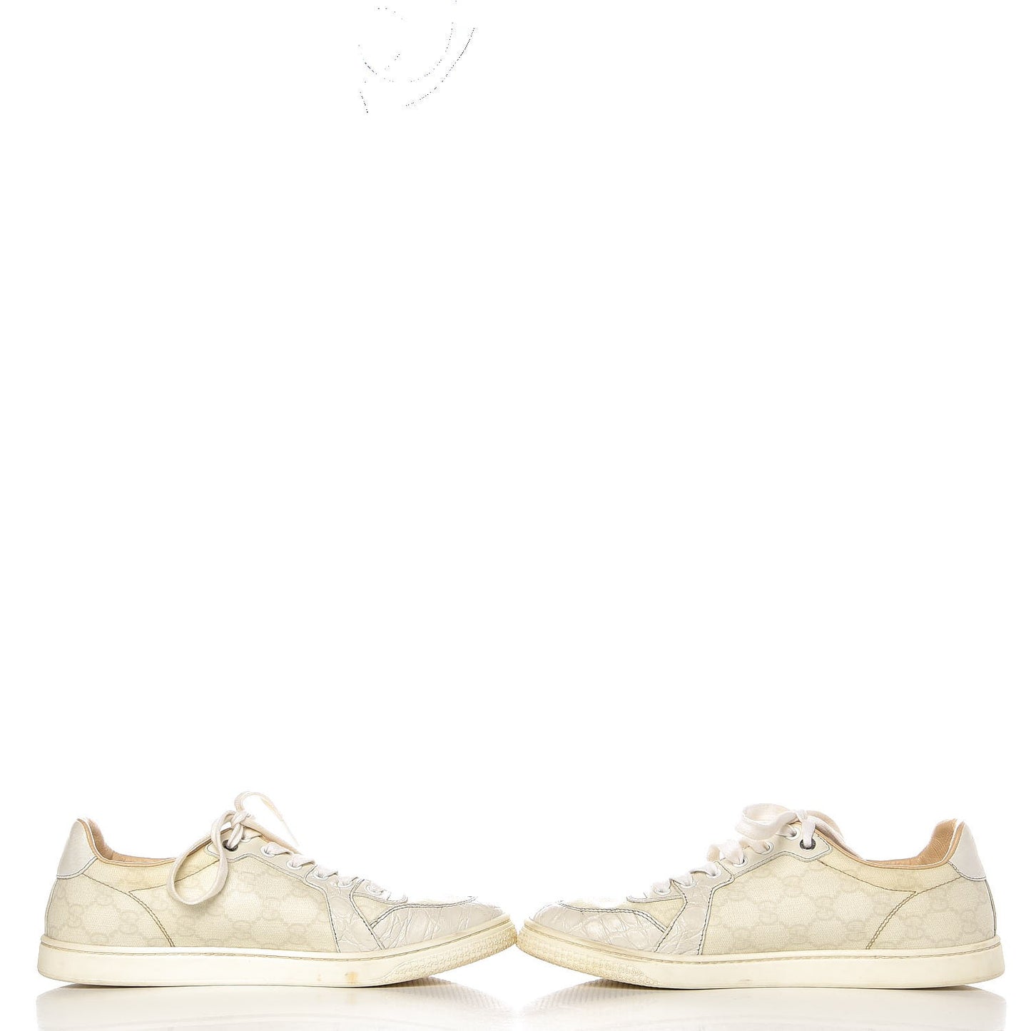 GG Plus Monogram Alligator Coda Low Sneakers 39.5 White