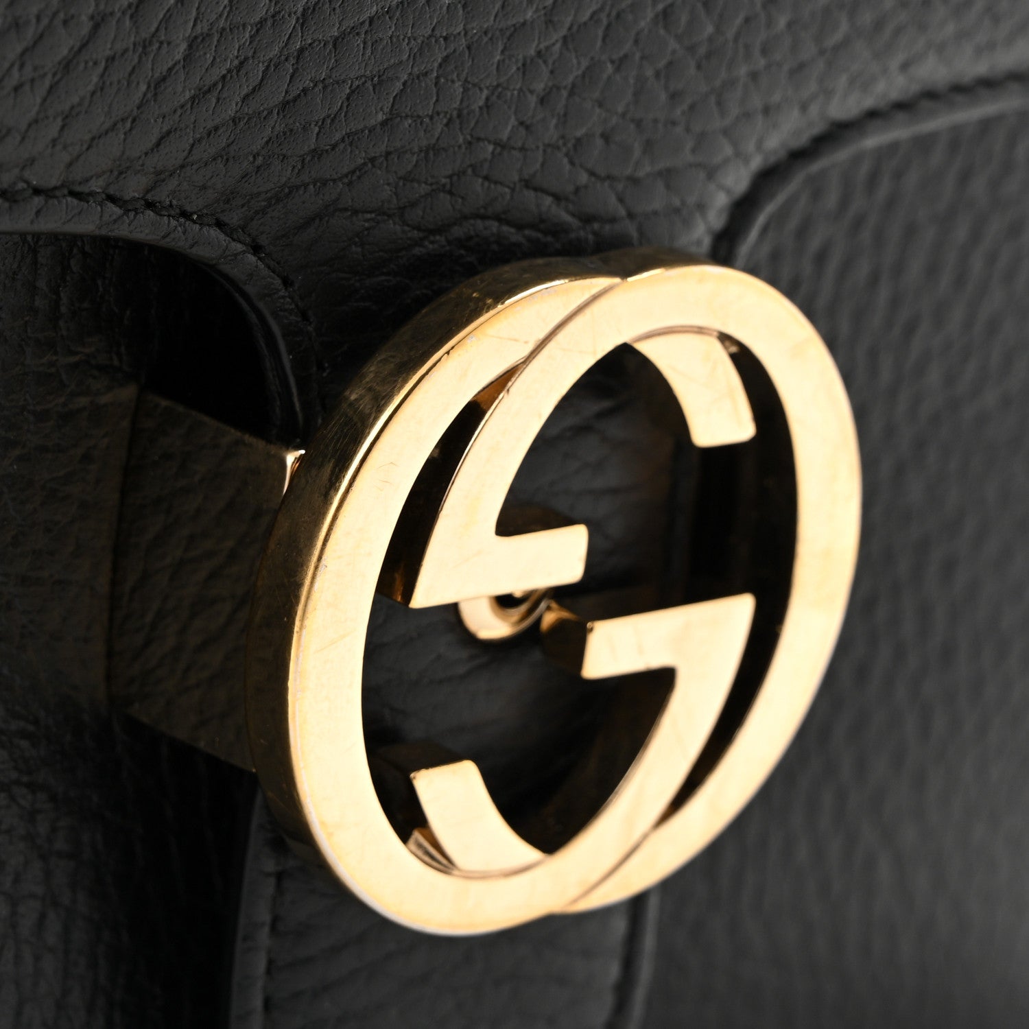 Gucci Dollar Calfskin Small Interlocking G Shoulder Bag Black 14 of 16