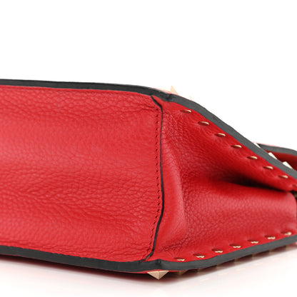 Valentino Garavani Pebbled Calfskin Rockstud Overlay Flap Top Handle Bag Rouge Pur 9 of 9