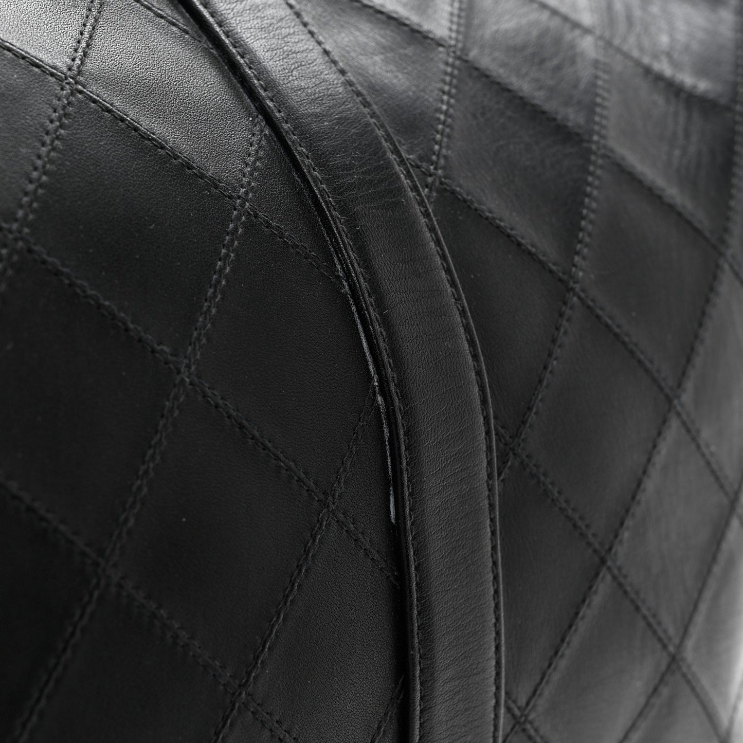 Lambskin Stitched Duffle Travel Bag Black