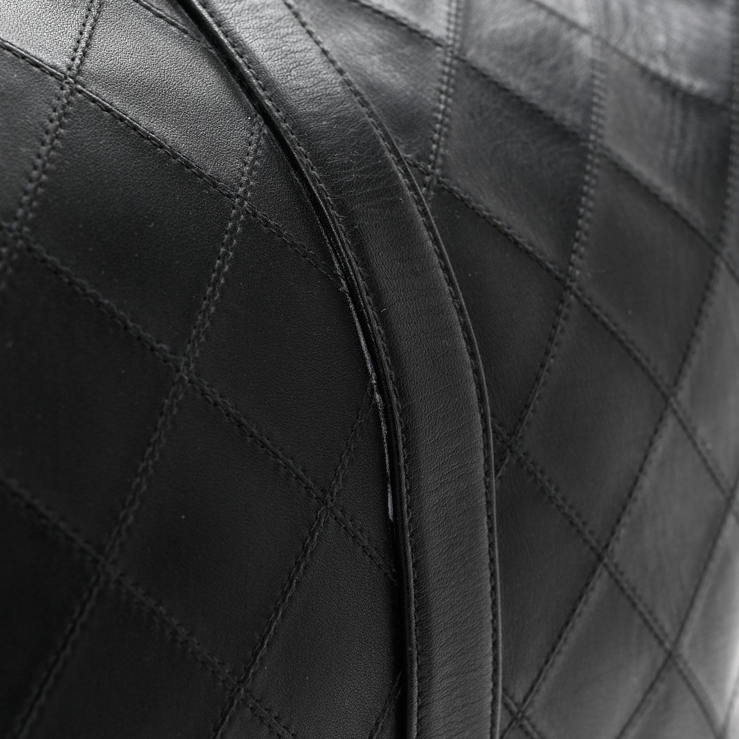 Chanel Lambskin Stitched Duffle Travel Bag Black 14 of 14