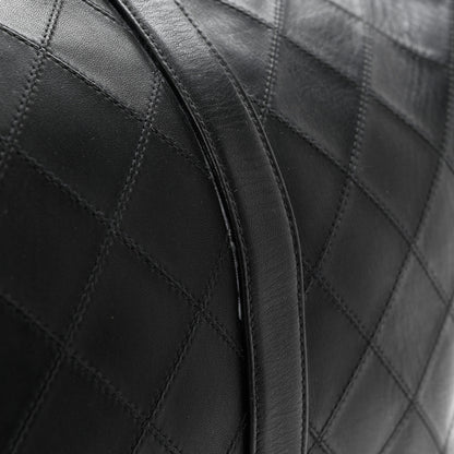 Chanel Lambskin Stitched Duffle Travel Bag Black 14 of 14