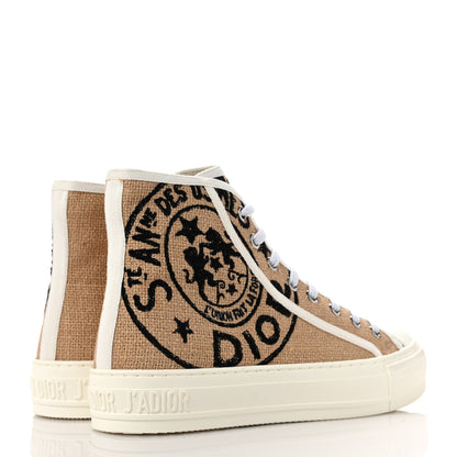 Christian Dior Jute Canvas Embroidered Motif High Top Sneakers 35 Raw Beige 4 of 6