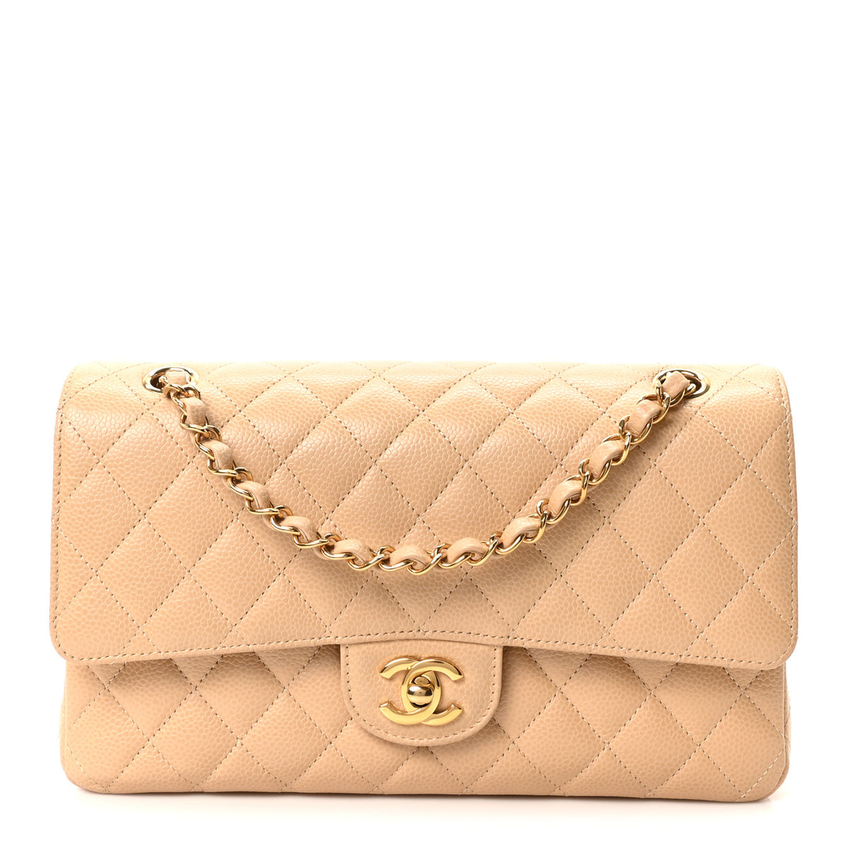 Chanel Caviar Quilted Medium Double Flap Beige 1 of 11