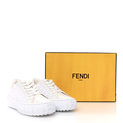 Fendi Velvet FF Calfskin Womens Fendi Force Low Top Sneakers 39.5 White 10 of 10