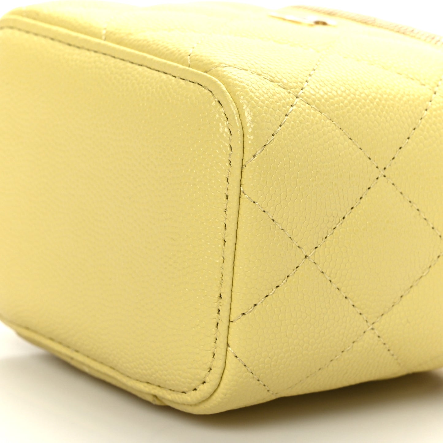 Caviar Quilted Mini Vanity Case With Chain Yellow