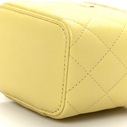 Chanel Caviar Quilted Mini Vanity Case With Chain Yellow 8 of 8