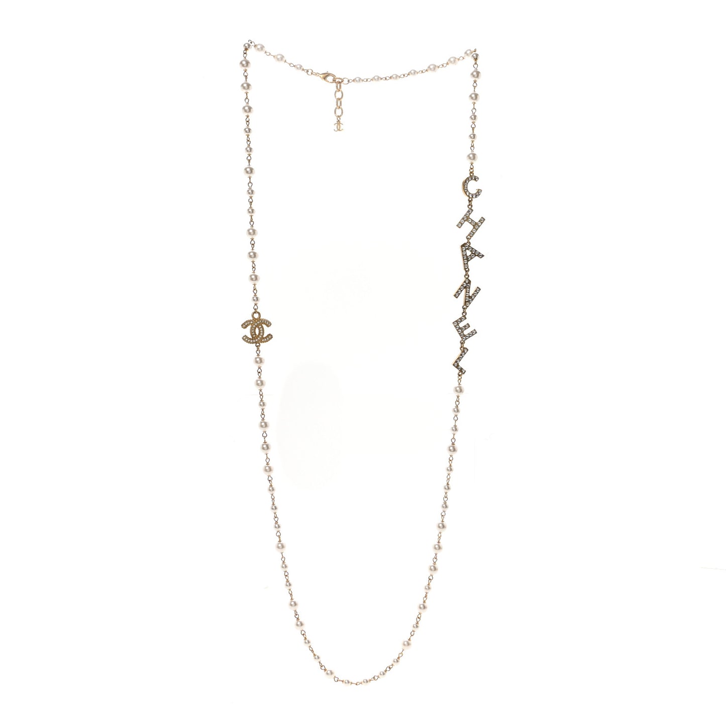 Pearl Crystal 90's Icon CC Necklace Gold
