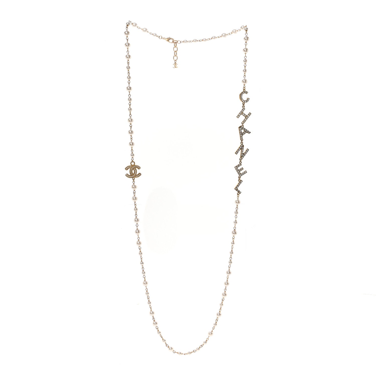 Chanel Pearl Crystal 90's Icon CC Necklace Gold 3 of 7