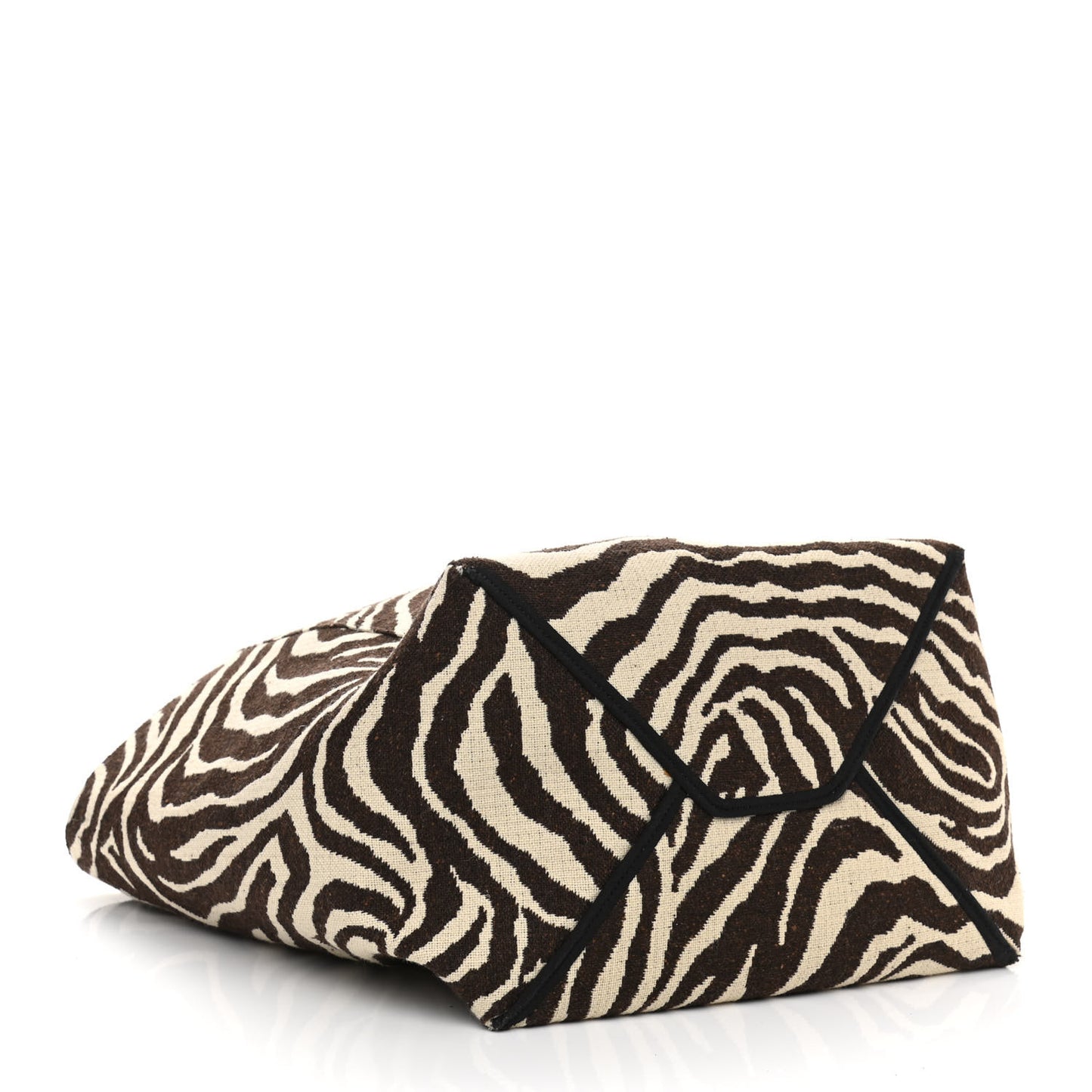 Canvas Zebra Embroidered Large Phantom Cabas Tan