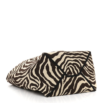 Celine Canvas Zebra Embroidered Large Phantom Cabas Tan 4 of 10