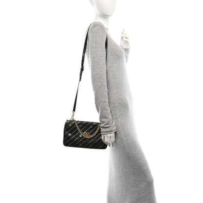 Gucci Calfskin Diagonal GG Medium Thiara Double Envelope Shoulder Bag Black White 2 of 10