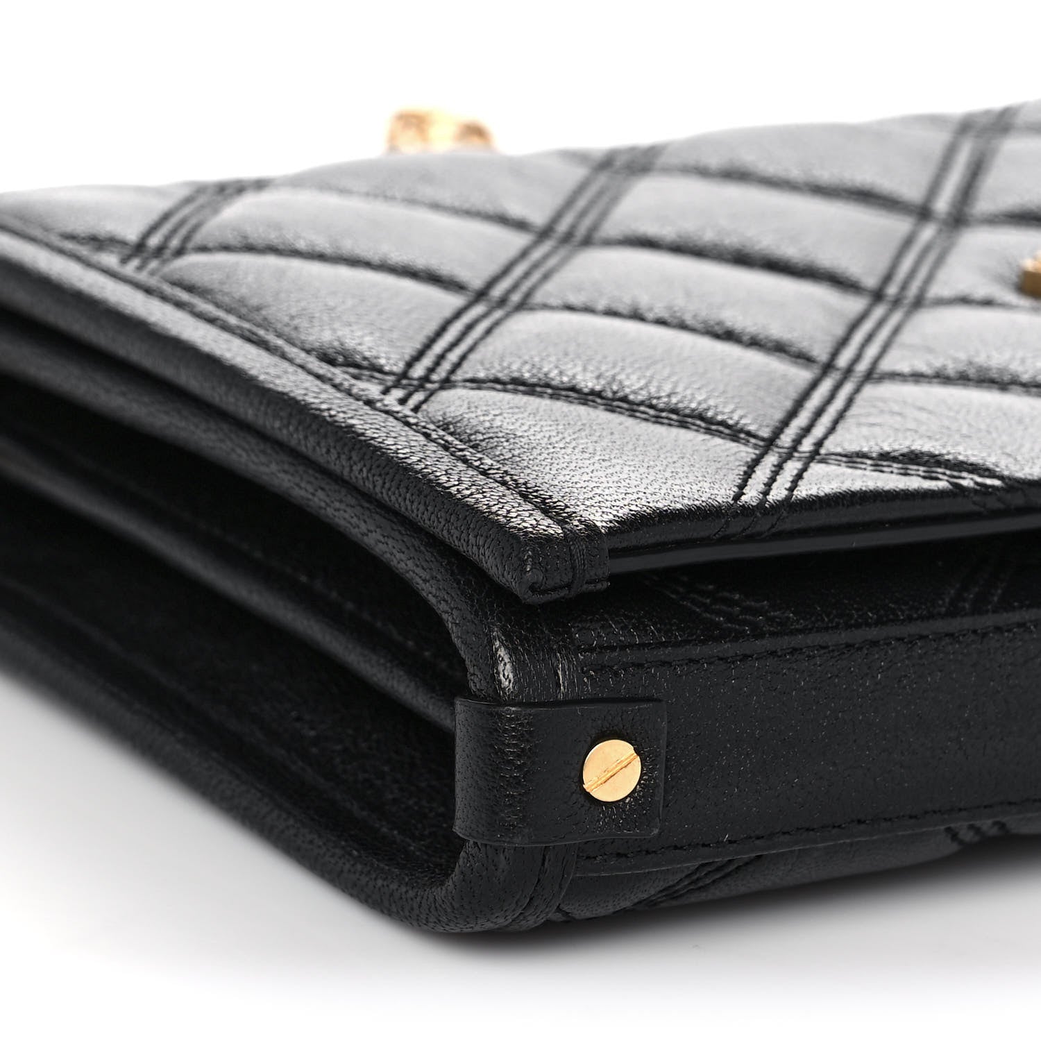 Saint Laurent Lambskin Diamond Quilted Becky Chain Wallet Black 7 of 10