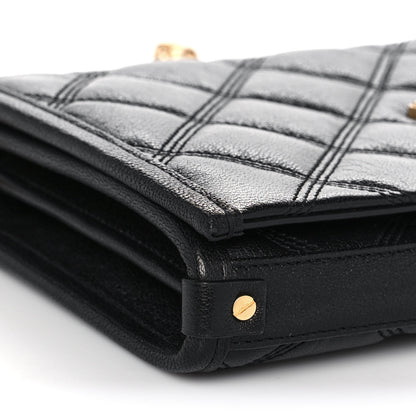 Saint Laurent Lambskin Diamond Quilted Becky Chain Wallet Black 7 of 10