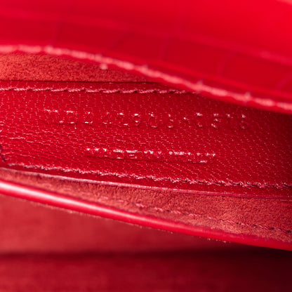 Saint Laurent Calfskin Crocodile Embossed Medium Monogram Sunset Rouge Eros 7 of 12