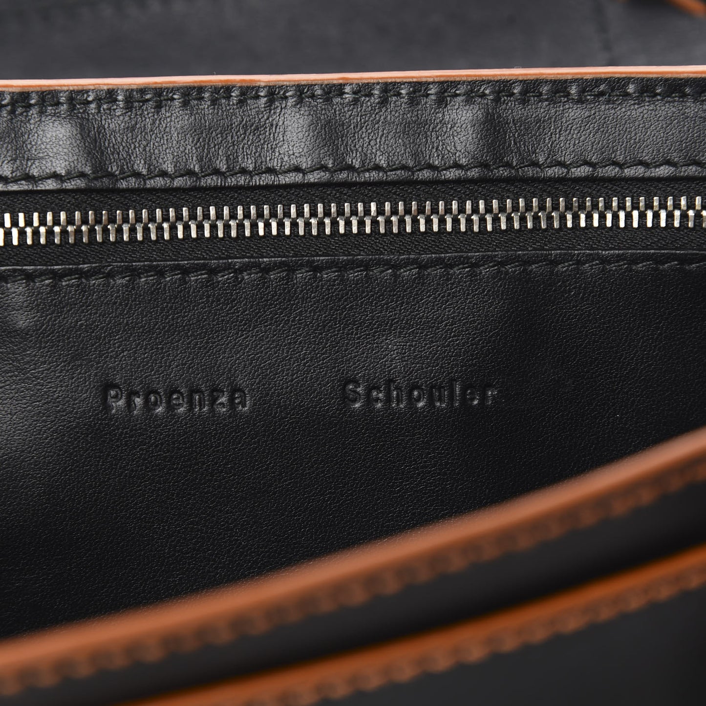 Calfskin Tiny Whipstitch PS1 Satchel Black Orange