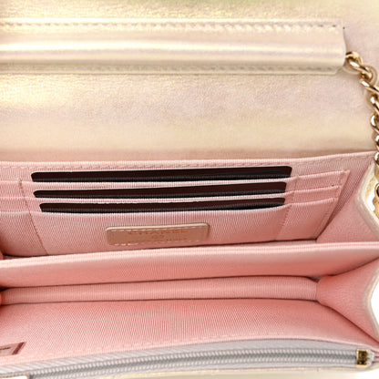 Chanel Iridescent Lambskin Quilted Mini Wallet On Chain WOC Ivory 5 of 9