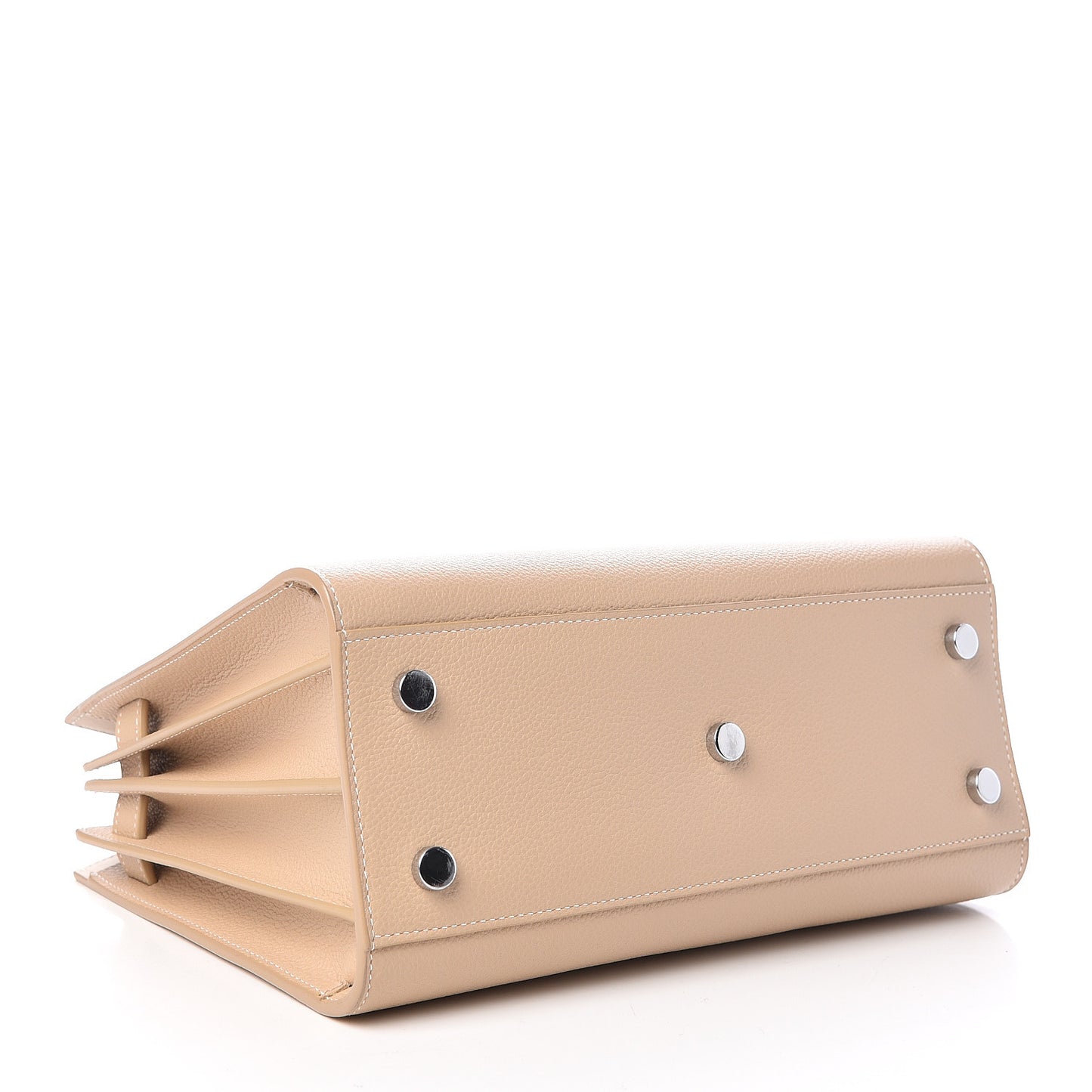 Grained Calfskin Topstich Baby Sac De Jour Nude Powder