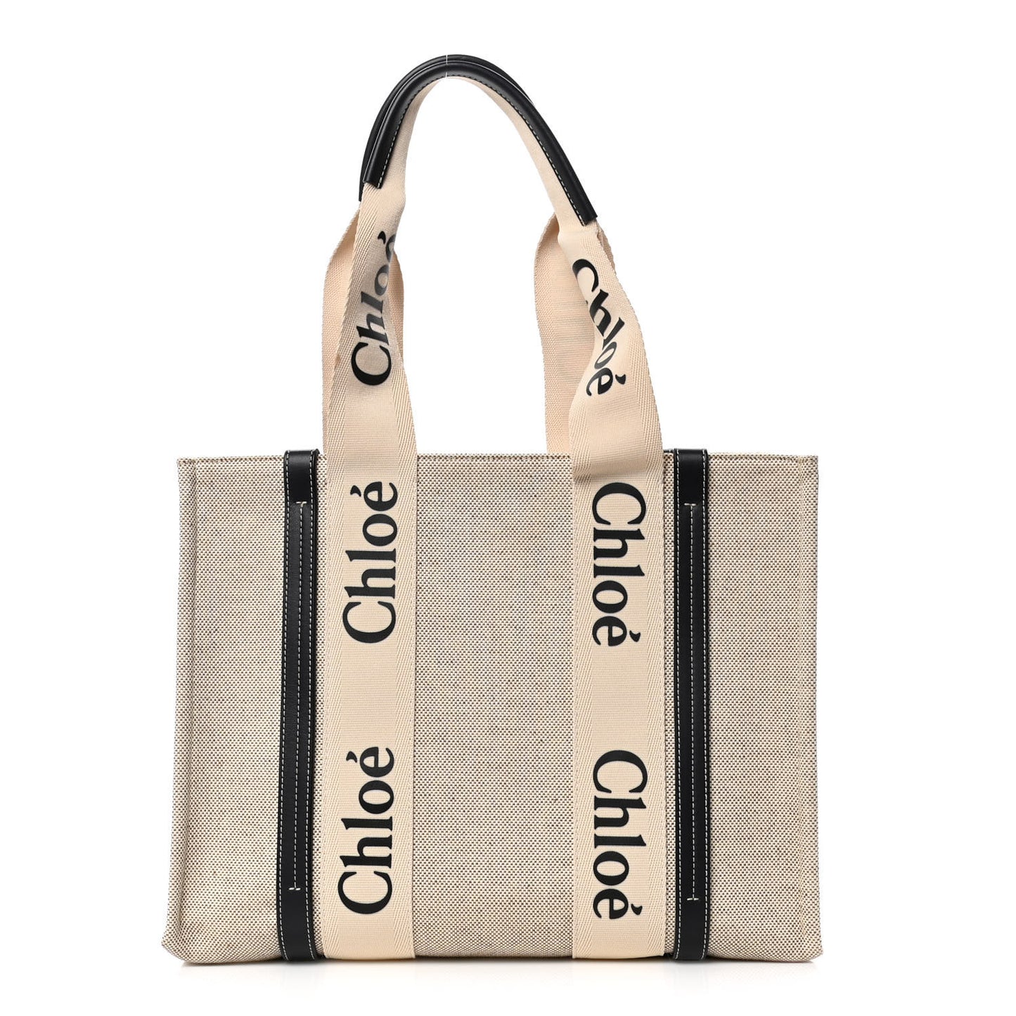 Cotton Calfskin Medium Woody Ribbon Tote White Blue