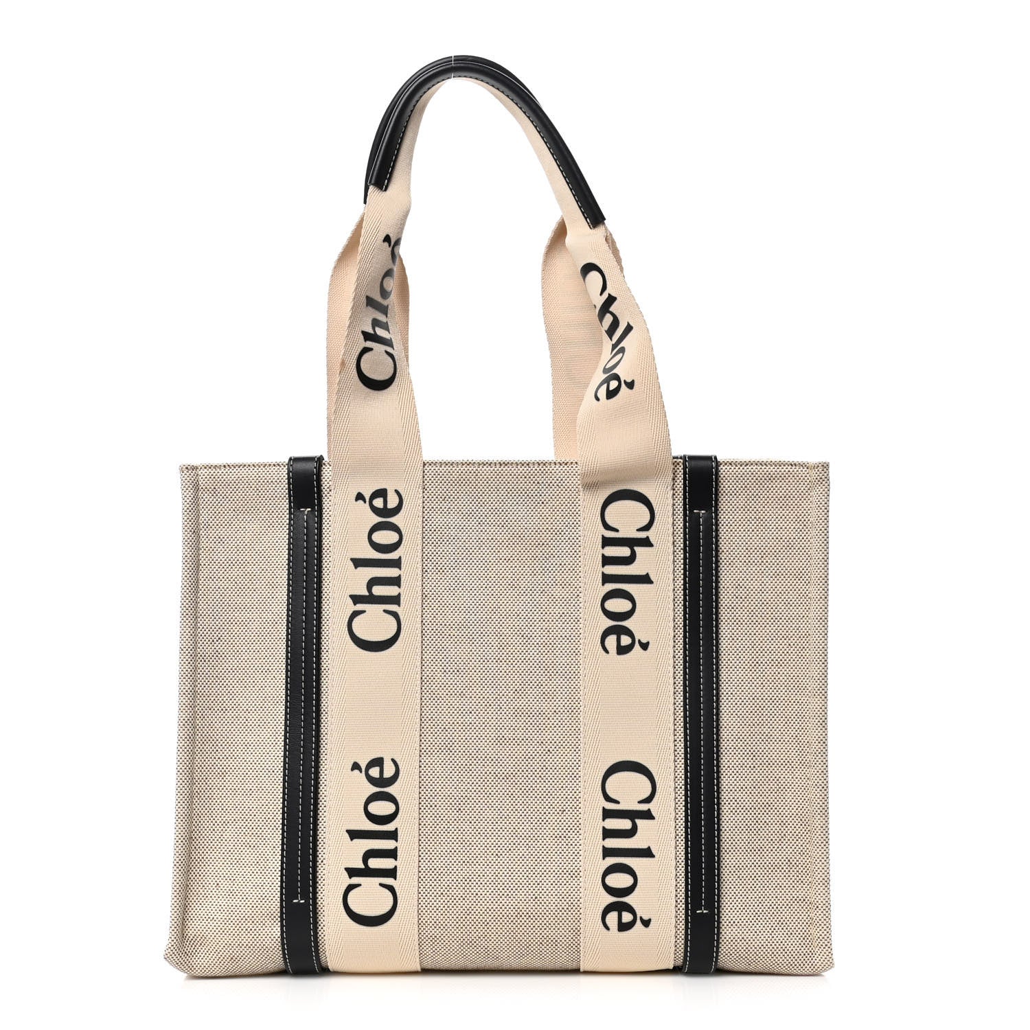 Chloe Cotton Calfskin Medium Woody Ribbon Tote White Blue 1 of 5