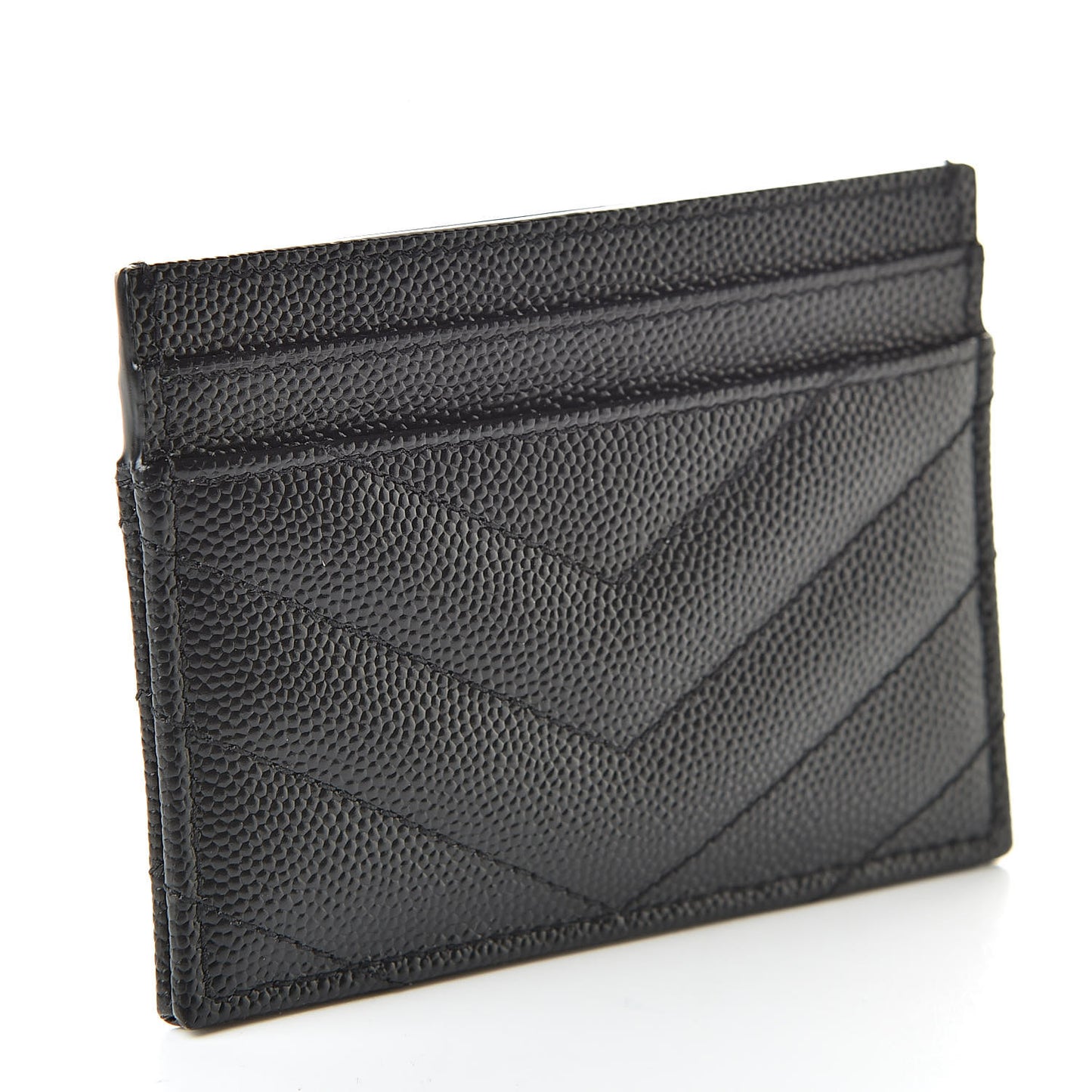 Grain De Poudre Matelasse Chevron Monogram Credit Card Case Black