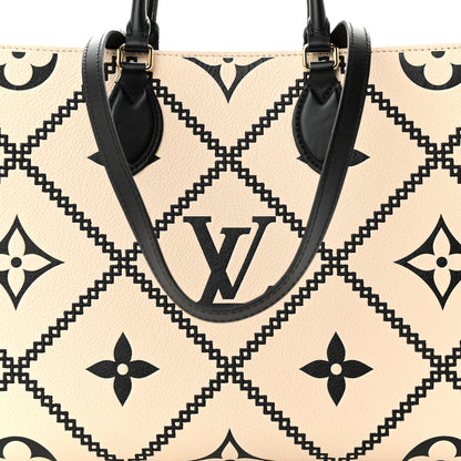Louis Vuitton Empreinte Monogram Giant Broderies Onthego MM Cream Black 7 of 10