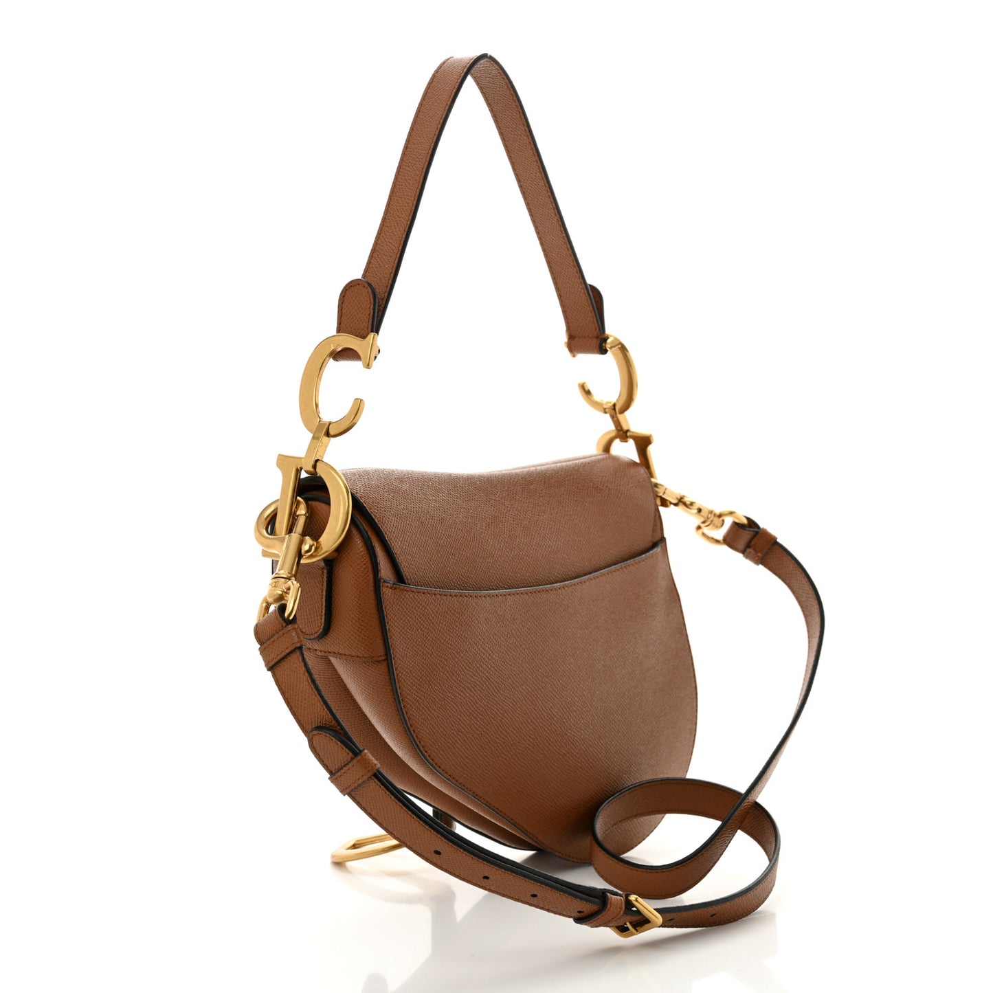 Grained Calfskin Saddle Bag With Strap Golden Saddle