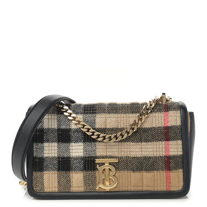 Burberry Check Cashmere Small Lola Bag Black 1 of 9