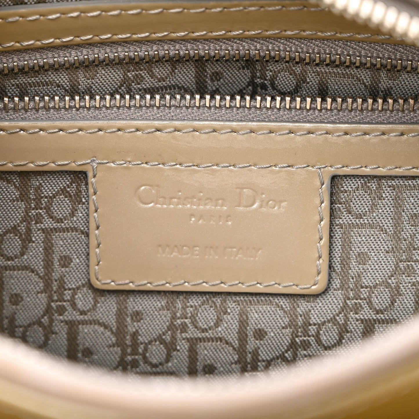 Patent Cannage Medium Lady Dior Beige
