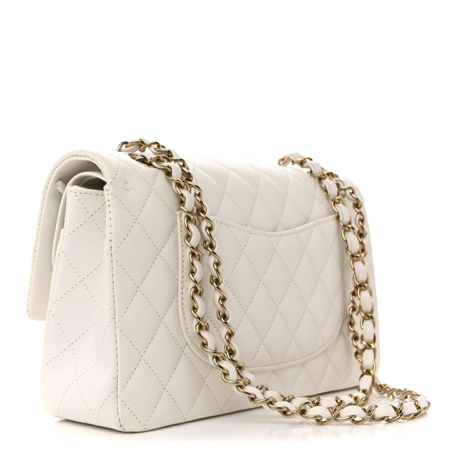 Chanel Caviar Quilted Medium Double Flap White 3 of 14