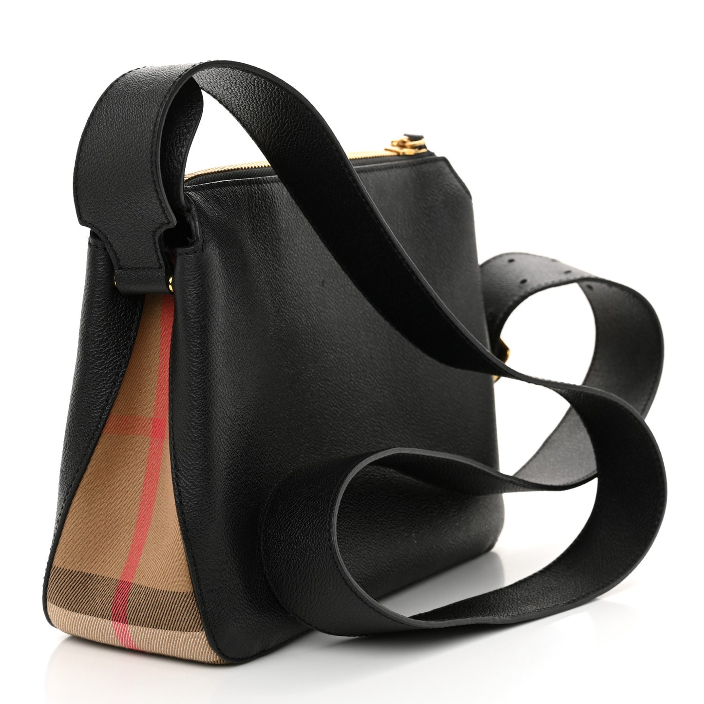 Soft Grain Calfskin House Check Small Helmsley Crossbody Black