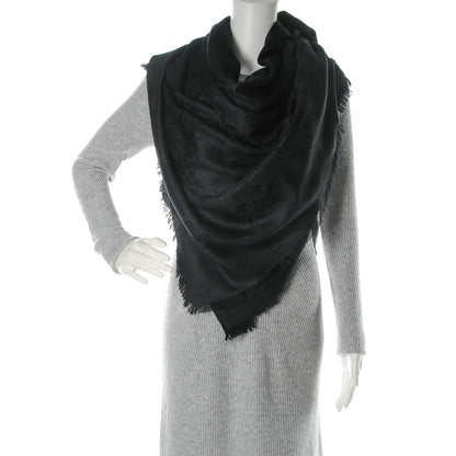 Louis Vuitton Silk Wool Monogram Shawl Black 2 of 7