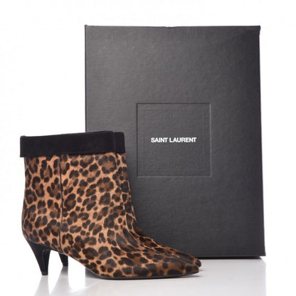 Saint Laurent Pony Hair Leopard Printed Charlotte Booties 37 Naturale 8 of 8