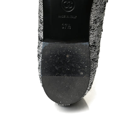 Chanel Tweed Sequin Cap Toe Ballerina Flats 37.5 Black Blue 11 of 14
