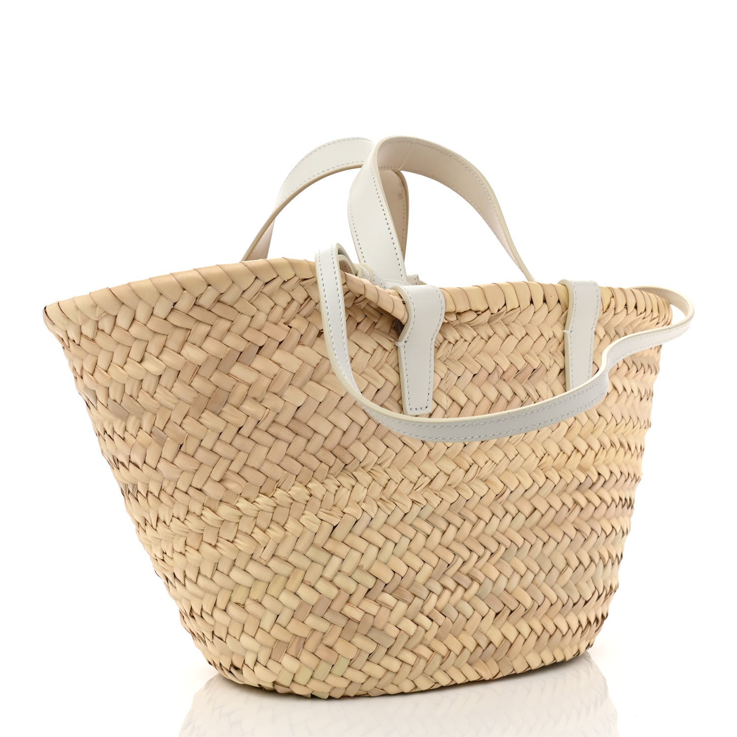 Celine Raffia Calfskin Triomphe Teen Panier White 3 of 8