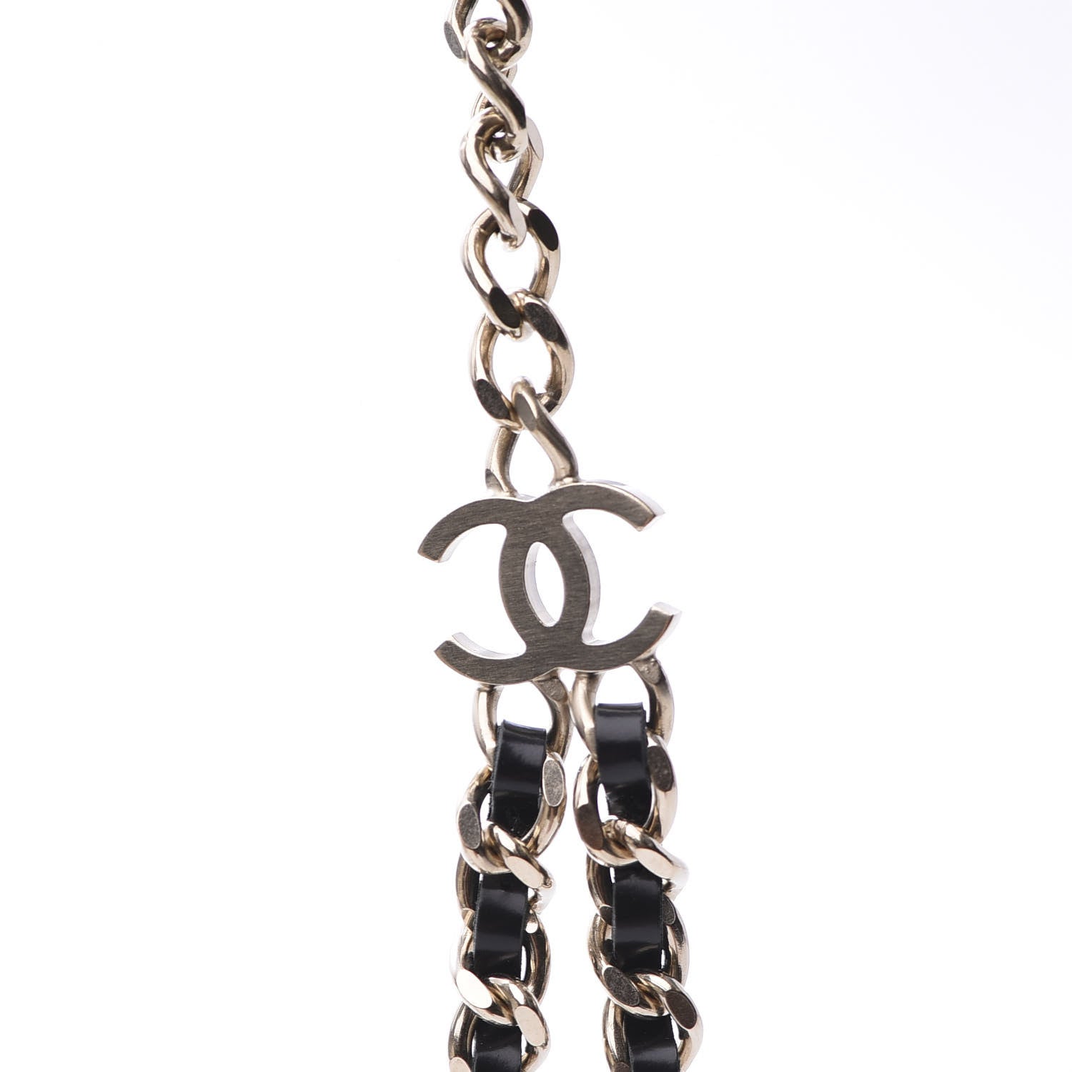 Chanel Glazed Calfskin CC Camellia Chain Necklace Gold Black 4 of 11
