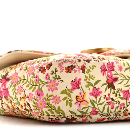 Gucci Cotton Calfskin Matelasse Floral Print Small GG Marmont Shoulder Bag Ivory Pink 8 of 10
